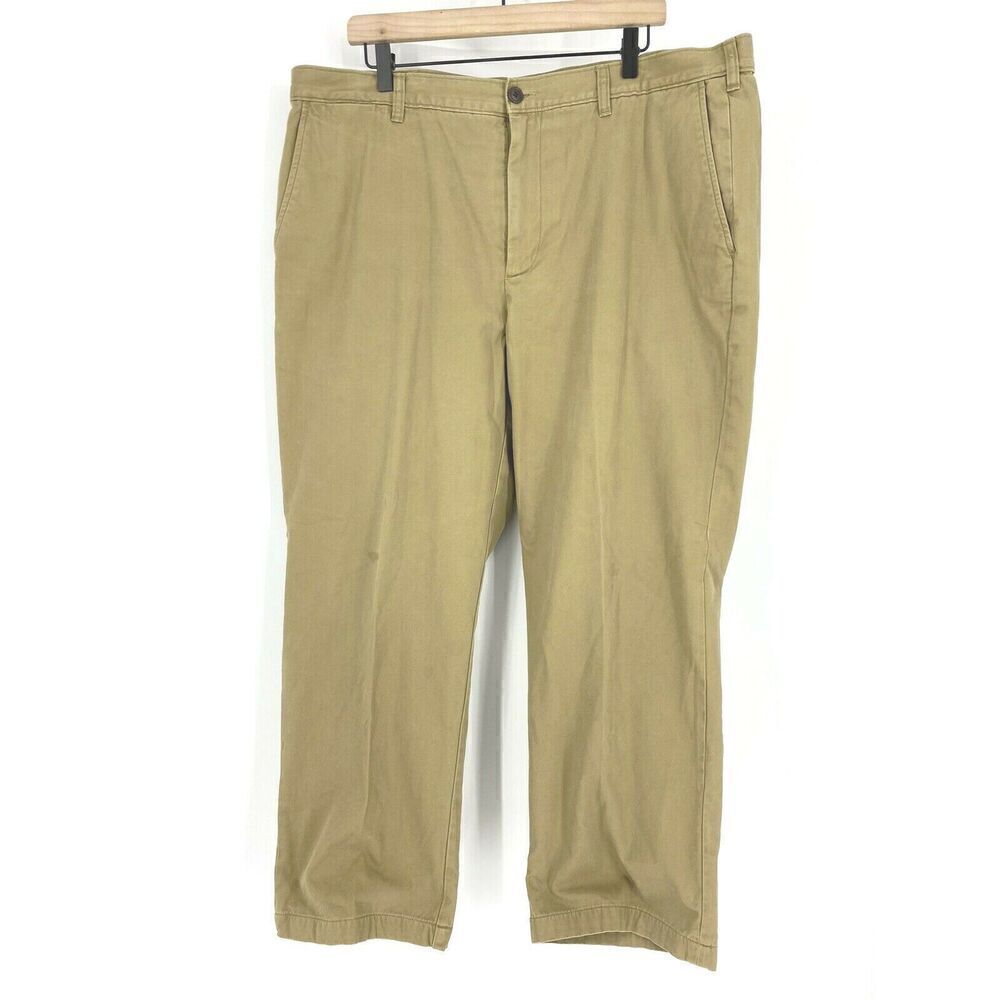Lands End Pants Size 42x29 Mens Khaki Flannel Lined Buffalo Plaid Check Chino